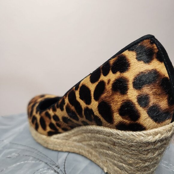 J.Crew Designer Leopard Print Calf Hair Wedge Espadrille Heels US 7 - Picture 7 of 12